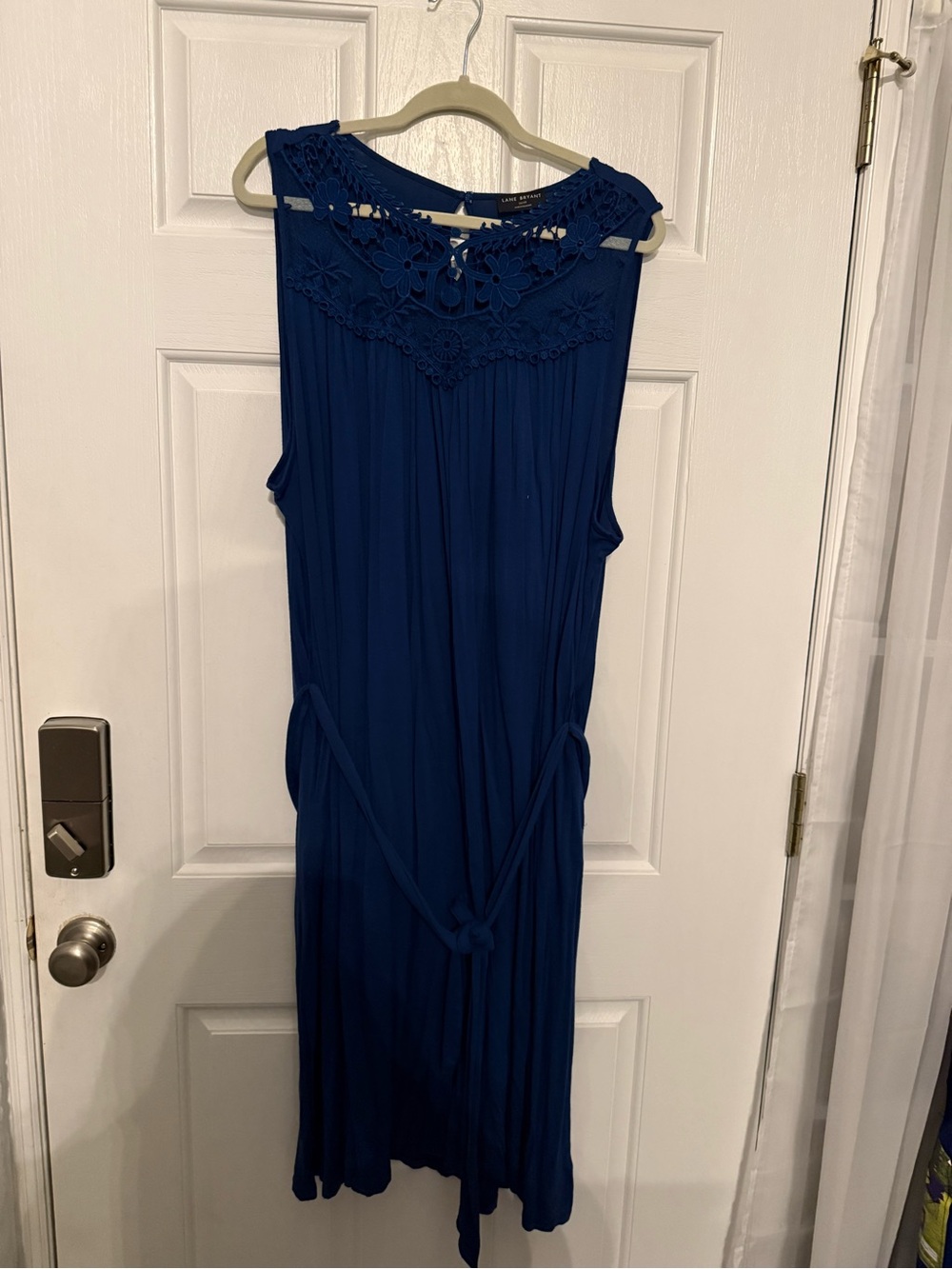 Lane Bryant Navy Blue Crochet Yoke Sleeveless Midi Dress Sz 26